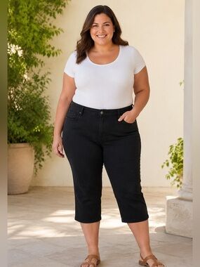 Lane Bryant Black Stretch Denim Capri Cropped Jeans Plus Size 18